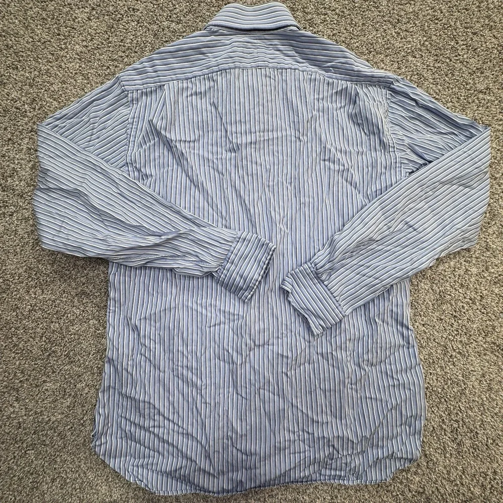 Polo Ralph Lauren Long‎ Sleeve Button Blue White Striped Shirt Pony 16